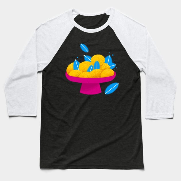 Lemon Art Baseball T-Shirt by aykimkio